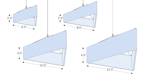 Sketch of standard sizes of the Hanging Triangle with dimensions