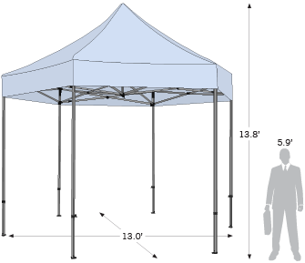 Advertising Tent Plus Hex with dimension information