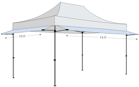 Tent Awnings can be ordered in 10' and 15' sizes