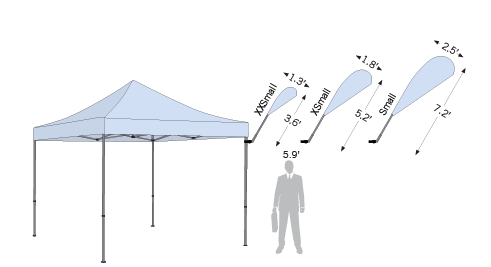 Size options for Tent Bowflag<sup>®</sup> Drop