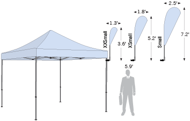 Bowflag<sup>®</sup> Drop attached to advertising tent using an Advertising Tent Bracket