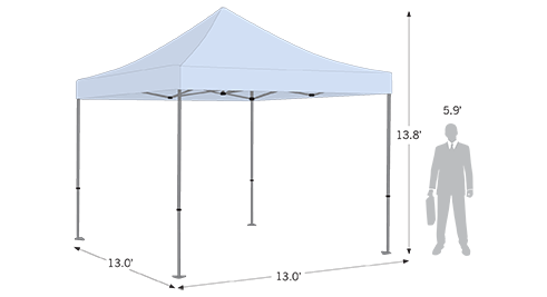 Advertising Tent Premium 13 feet by 13 feet dimension details