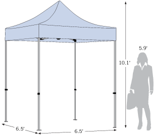Advertising Tent Basic 6.5' x 6.5' dimension details