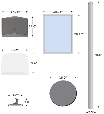 Info Board Parts with dimensions