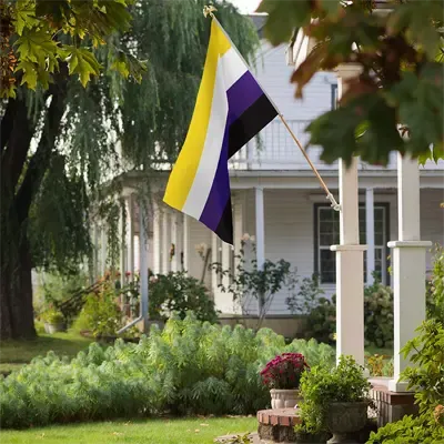 wall-mounted nonbinary flag